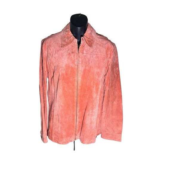 Chico's Jackets & Blazers - Chico's Orange Suede Leather Front Zip Women's Jacket Sz 1 (S) NWT